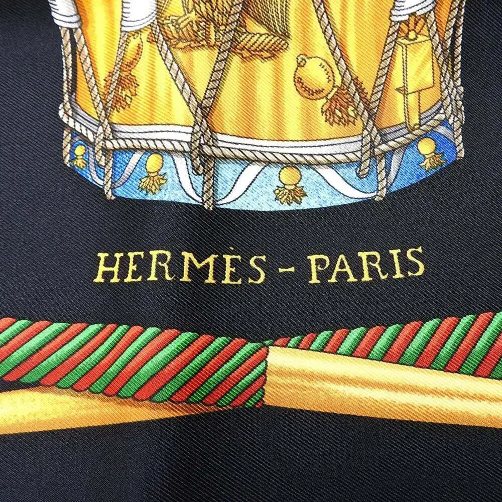 HERMES Black Silk Scarf